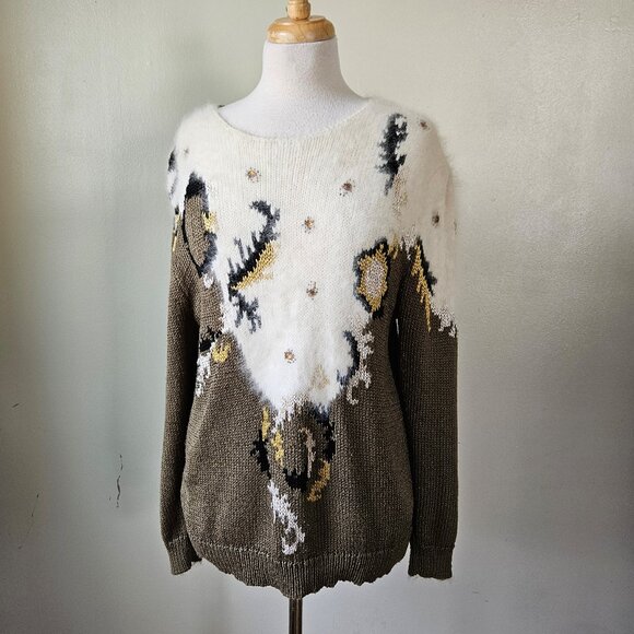 Vintage Franco Valeri Handmade Mohair Blend Knit Pullover Sweater M Art to Wear - Picture 1 of 8